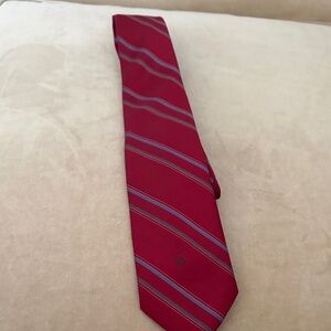 Dior Red and Gray Striped Tie